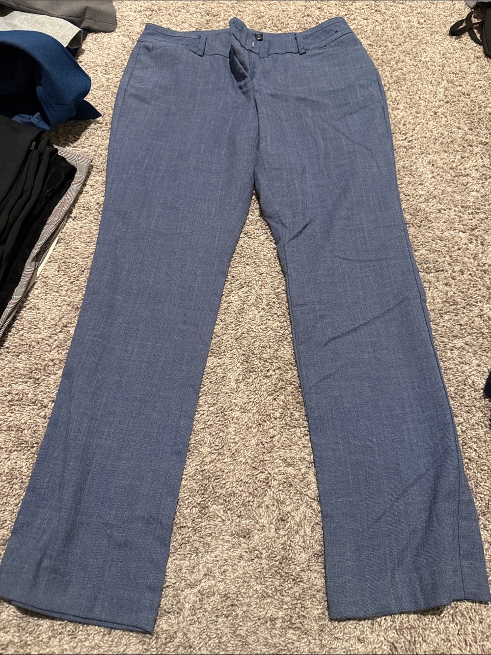 New York & Company Women's Blue Straight-Leg Trousers